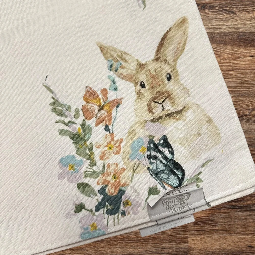 Bunny Tales Easter Bunny Rabbit Fabric Reversible 4 Pc Placemats - New
